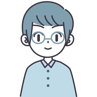 【そのまま使える】二色の男性(メガネ) 男性,お父さん,お兄さん,シャツ,ワイシャツ,メガネ,顔,短髪,バストアップ,正面のイラスト素材