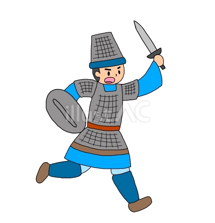 攻める古代中国風戦士 戦士,兵士,闘士のイラスト素材