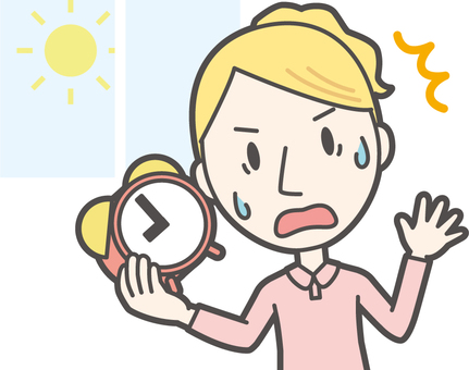 Illustration, overslept, female, blond hair, 