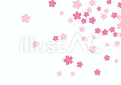 桜の花の散る春の和風フレーム背景2