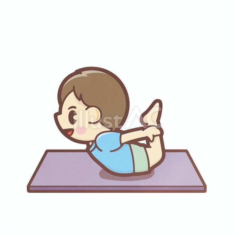 ヨガをする男の子・弓のポーズ 男の子,ヨガ,全身のイラスト素材