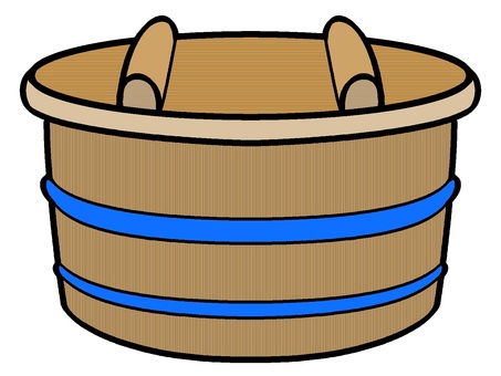 おひつのアイコン『青』 おひつ,ごはん,保存,調理,道具,木製,モチーフ,カラー,日用品,生活のイラスト素材