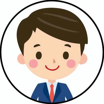ネクタイ締めた男性丸アイコンその３ 人物,男性,会社員,学生,スーツ,ネクタイのイラスト素材
