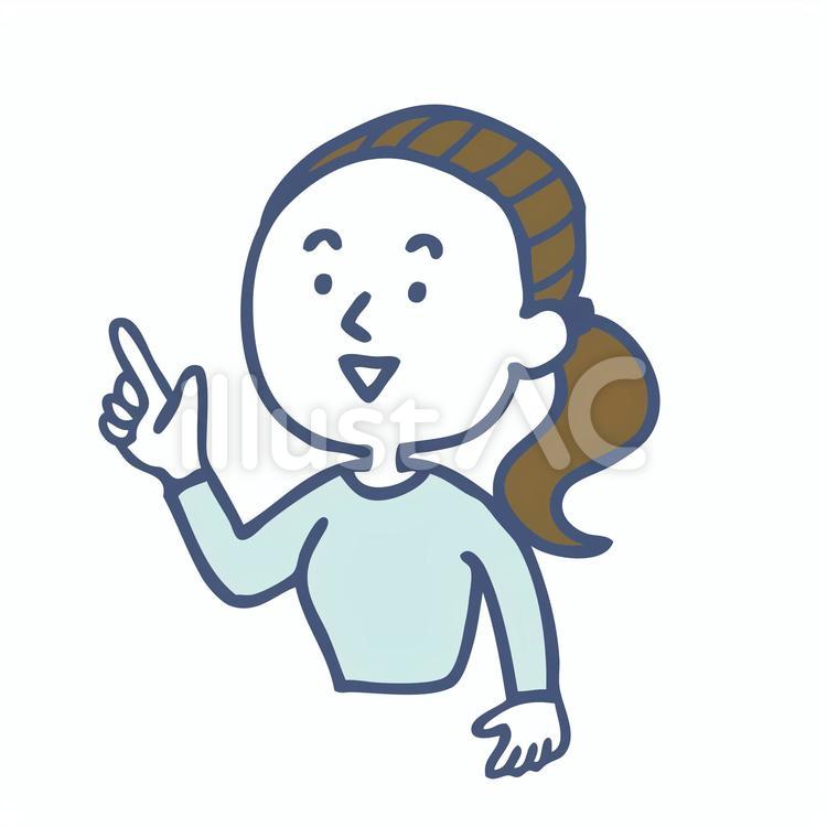 人差し指　女性　笑顔 人差し指,指差し,ポイントのイラスト素材