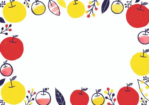北欧カラーなリンゴ リンゴ,北欧カラー,かわいい,フレーム,背景,手書きのイラスト素材