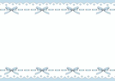 クラシカルリボンフレーム クラシカル,リボン,フレーム,レース,はしごレース,ベビーブルー,アンティーク,メッセージ,カード,案内のイラスト素材