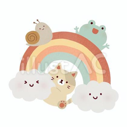 虹と猫カエル