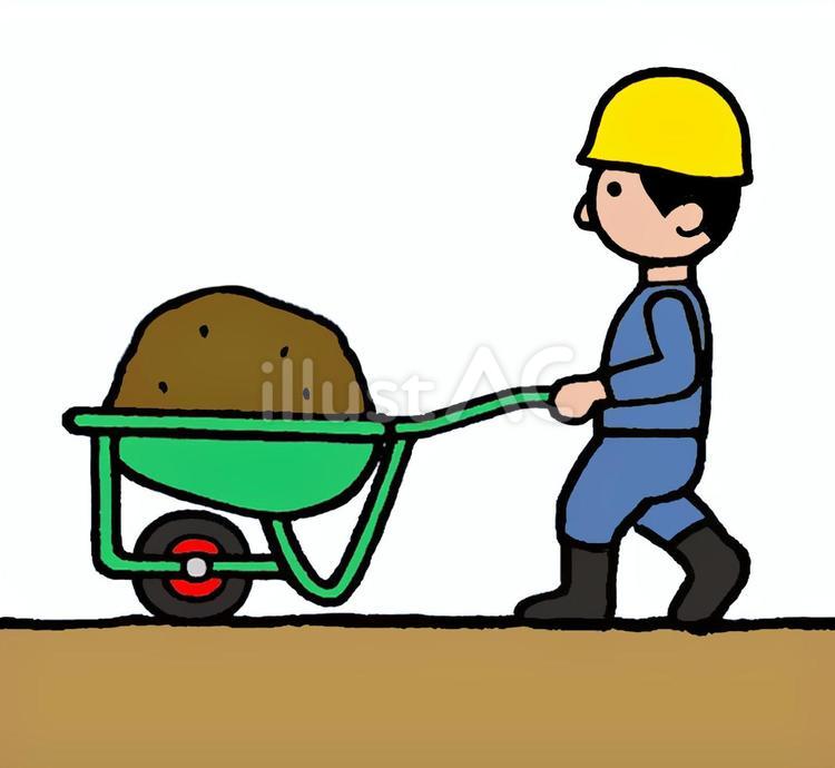 工事現場 - 手押し車 2 手押し車,一輪車,ねこ車のイラスト素材