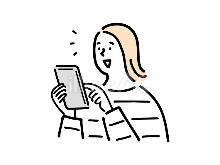 スマホ画面を見て何か気付き喜ぶ女性 女性,笑顔,人物のイラスト素材