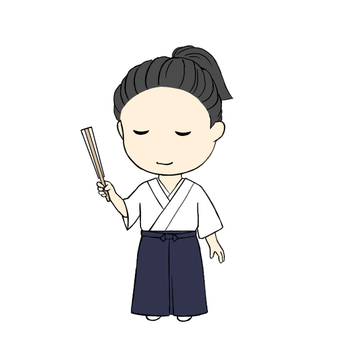 伊東一刀斎 伊東一刀斎,剣豪,剣客,扇子,戦国時代,江戸時代,人物,歴史,日本史,二頭身のイラスト素材