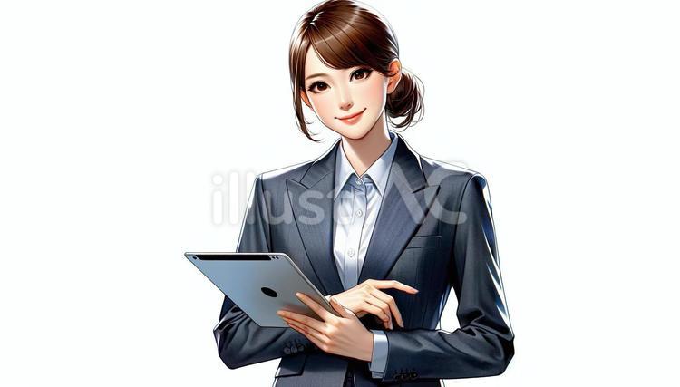 タブレットを持つOL　会社員 タブレット,ol,会社員のイラスト素材