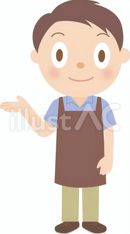 エプロン男性の案内 エプロン,男性,スーパーのイラスト素材