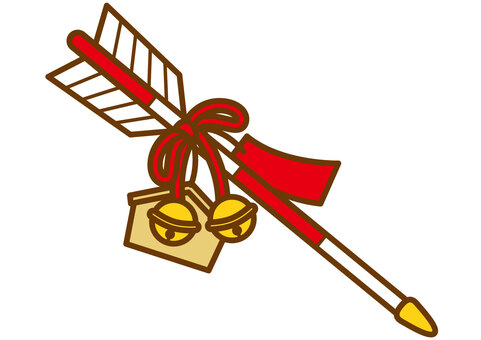 破魔矢-4c 破魔矢,正月,縁起物,神具,矢,絵馬,鈴,紐,短冊,かわいいのイラスト素材