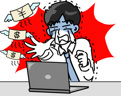 オンラインカジノで大損する男性会社員 オンラインカジノで大損する男性会社員 会社員,サラリーマン,オンラインカジノ,違法,ギャンブル,アメリカ株,証券口座,被害者,パソコン,犯罪のイラスト素材