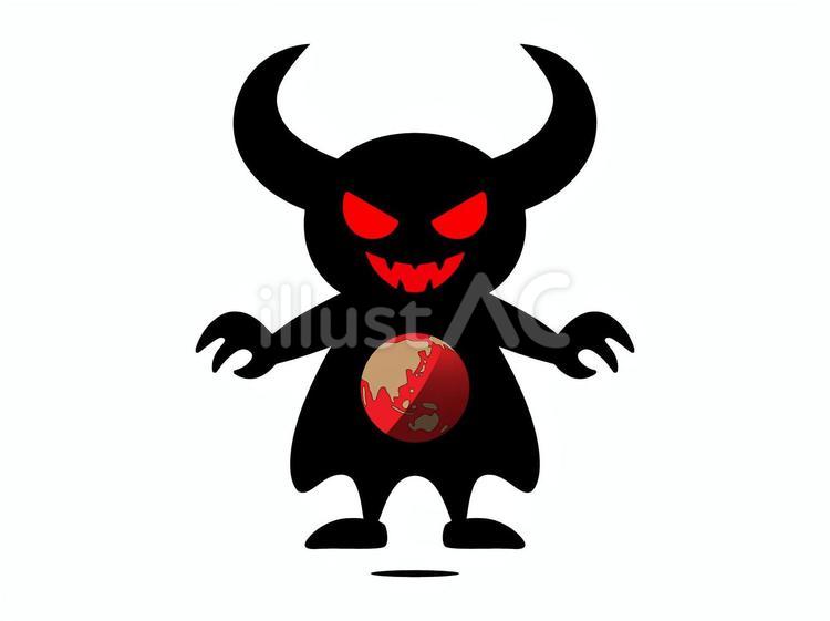 一切を破壊する角あり魔物と地球 魔物,怪物,影のイラスト素材