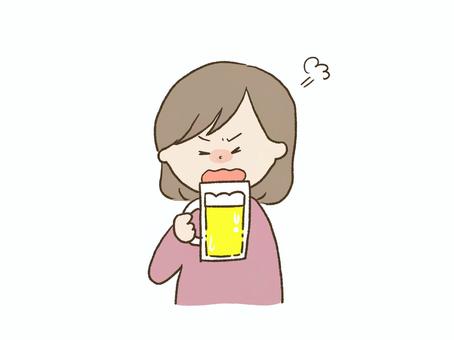 ビールを飲みながら怒る人 ビール,アルコール,お酒,飲酒,怒る,愚痴,女,かわいい,シンプルのイラスト素材