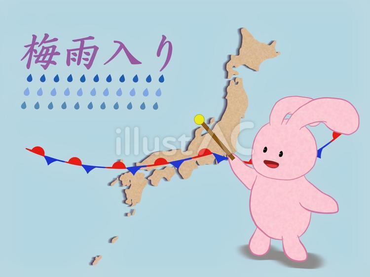 かわいい気象予報士2 うさぎ,気象予報士,停滞前線のイラスト素材
