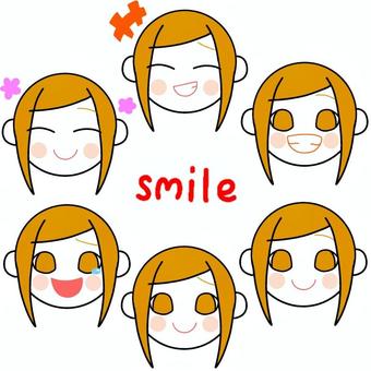 笑顔の表情をした女性セット 女性,笑顔,笑う,表情,顔,明るい,スマイル,苦笑,爆笑,笑い泣きのイラスト素材