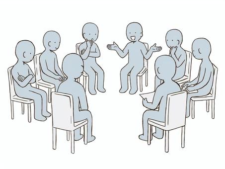 会議をするドローイング デッサン,人形,ラフ,ポーズ,会議,ミーティング,話し合い,ドローイング,椅子,座るのイラスト素材