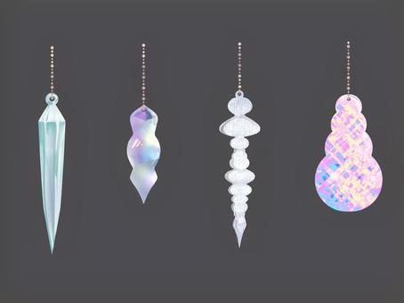 クリスマス　ガラスのオーナメント セット クリスマス,オーナメント,装飾,綺麗,エレガント,イラスト,セット,12月,冬,クリスマスツリーのイラスト素材