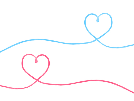 水色とピンクのハート ハート,糸,線,ピンク,背景,壁紙,素材,水色,つながり,マークのイラスト素材