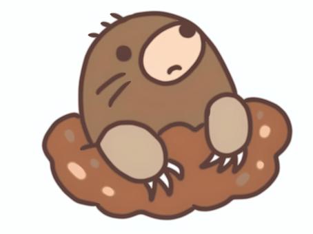 もぐらのイラスト もぐら,上を向く,顔を上げる,動物,生き物,掘る,土,春のイラスト素材