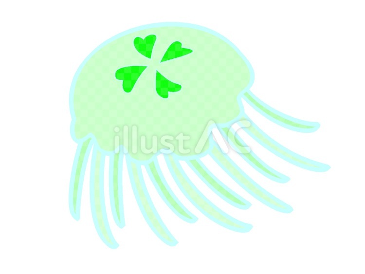 ミズクラゲ型の魔物『緑』 ミズクラゲ,海,生物のイラスト素材
