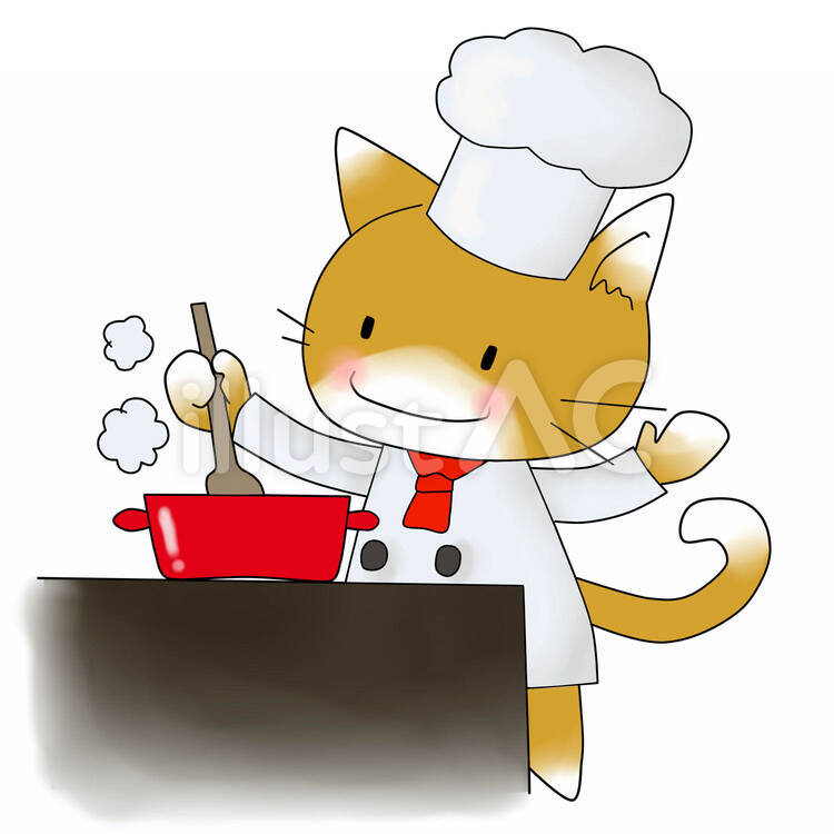 ネコのシェフ　 猫,シェフ,キッチンのイラスト素材