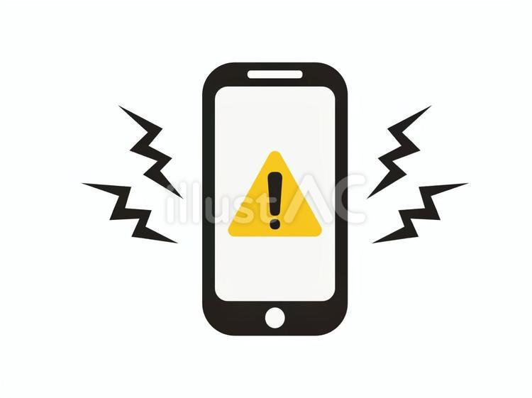 スマホ　緊急アラート　注意マーク スマホ,スマートフォン,ケータイのイラスト素材