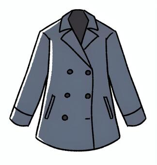 Pコート pコート,手描き,冬,上着,コート,ボタンのイラスト素材