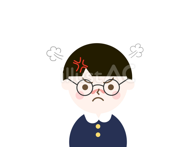 怒るメガネをかけた少年 怒る,少年,怒りのイラスト素材