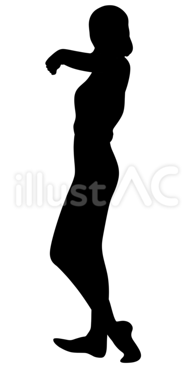 腕時計を確認する女性のシルエット シルエット,女性,全身のイラスト素材