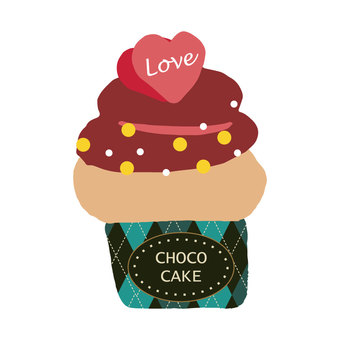 Chocolate cupcake heart, , JPG, PNG and AI