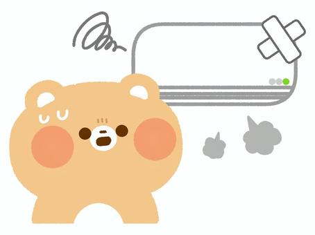 エアコンが壊れたくま エアコン,冷房,暖房,故障,停止,修理のイラスト素材