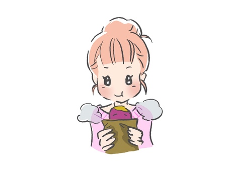 焼き芋を食べる人 焼き芋,食べる,女の子,美味しい,秋,秋の味覚,温かい,ほくほく,甘い,間食のイラスト素材