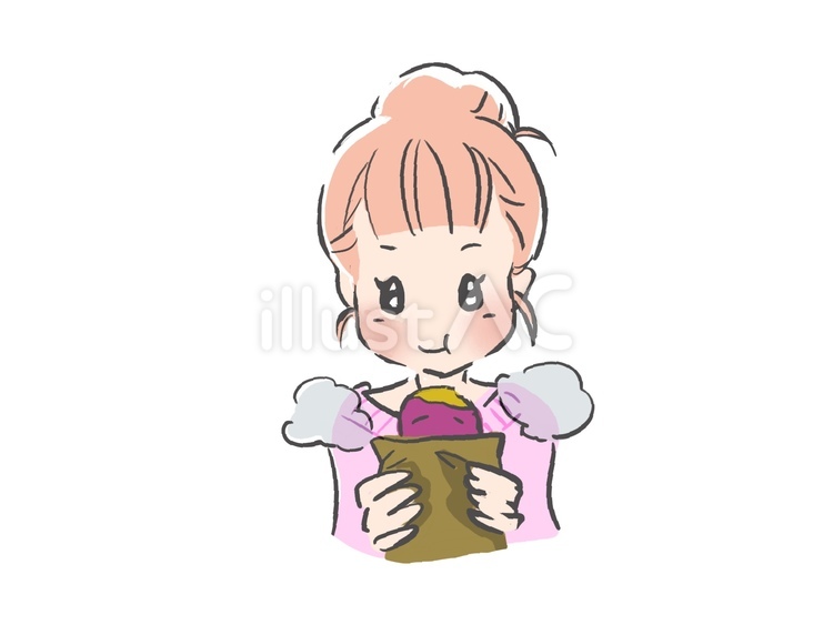 焼き芋を食べる人 焼き芋,食べる,女の子のイラスト素材