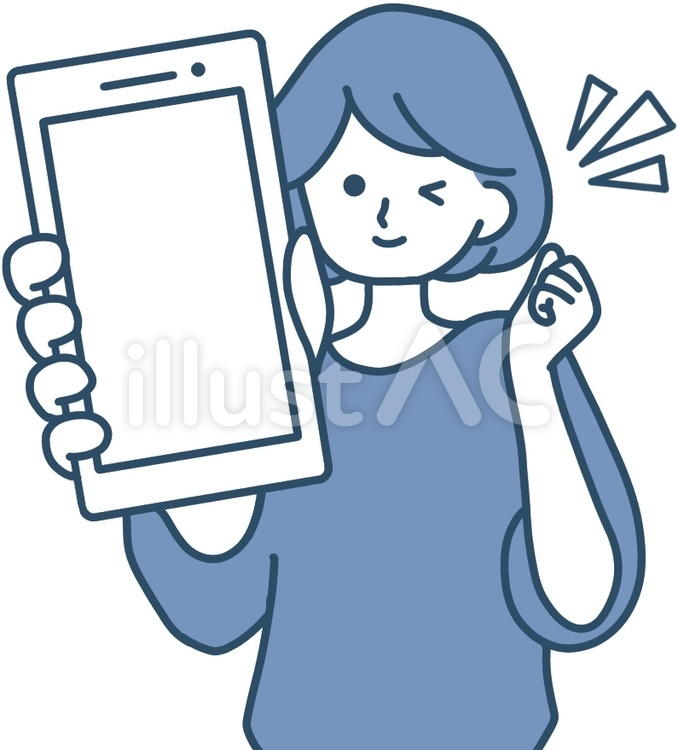 スマホ画面を見せる、すっきりデザイン スマホ,スマートフォン,画面のイラスト素材