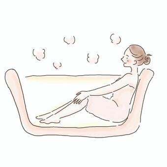 お風呂で温まる女性 お風呂,温まる,女性,温活,湯船,リラックス,美容,癒し,健康,ぽかぽかのイラスト素材