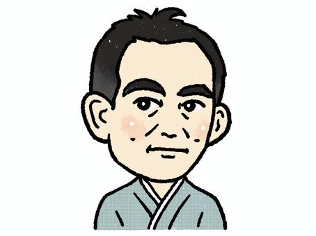 志賀直哉 志賀直哉,似顔絵,肖像画,ゆるい,かわいい,手描き,デフォルメ,歴史,人物,上半身のイラスト素材