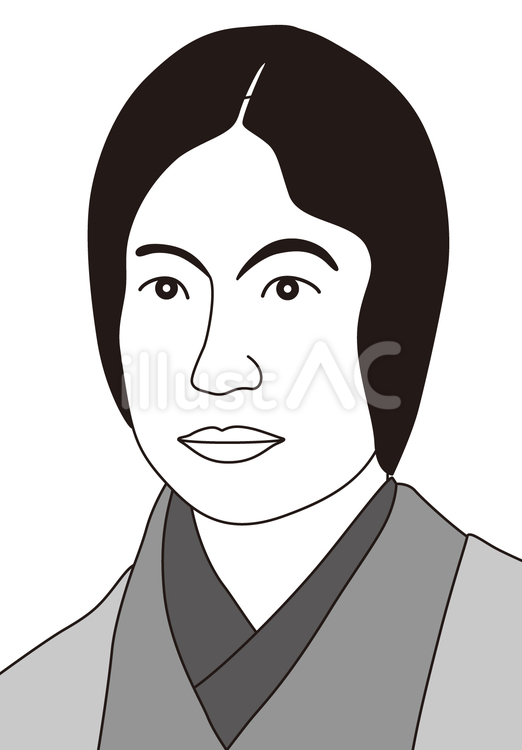 平塚らいてう（白黒） 平塚らいてう,歴史,女性解放運動のイラスト素材