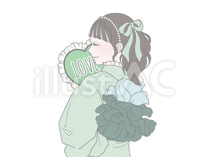 推し活 浴衣の女の子 緑