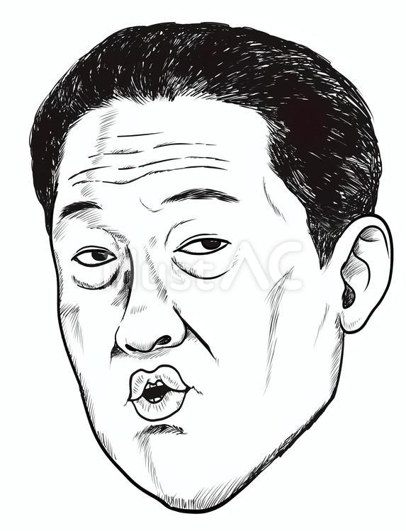 うーってしたおじさんの顔 顔,年配,モノクロのイラスト素材
