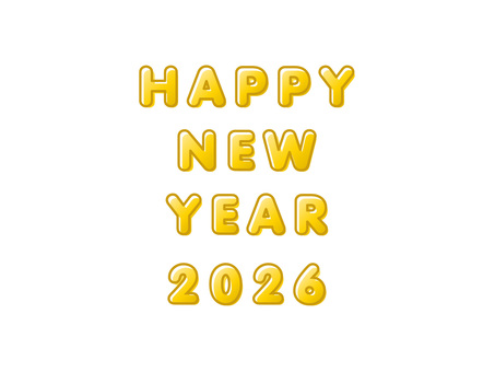 2026年の年賀状素材 かわいいフチ文字 2026,年賀状,文字,袋文字,フチ文字,新年,happynewyear,正月,賀詞,年賀はがきのイラスト素材