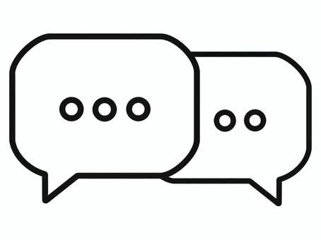 吹き出しアイコンの線画シンプルイラスト	 吹き出し,チャット,会話,メッセージ,対話,コミュニケーション,sns,アプリ,テキスト,コメントのイラスト素材