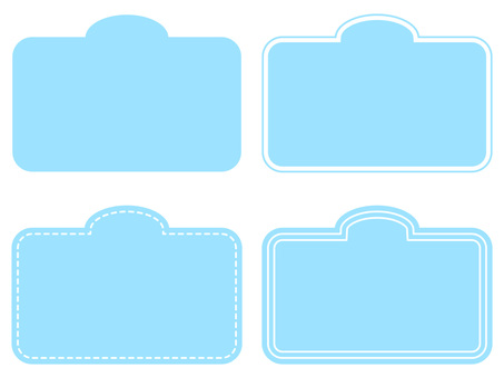 水色の看板風の見出しフレームセット フレーム,看板,背景,ロゴ,タイトル,水色,青,ポップ,おしゃれ,シルエットのイラスト素材