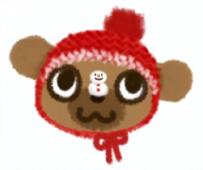 季節のかぶりものワンコ　雪　冬