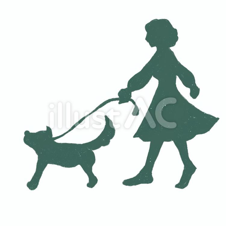 犬と女性 犬,女,散歩のイラスト素材