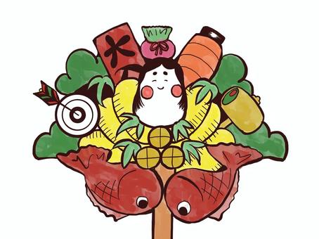 酉の市　熊手 酉の市,熊手,縁起熊手,縁起物,桧扇熊手,赤物熊手のイラスト素材