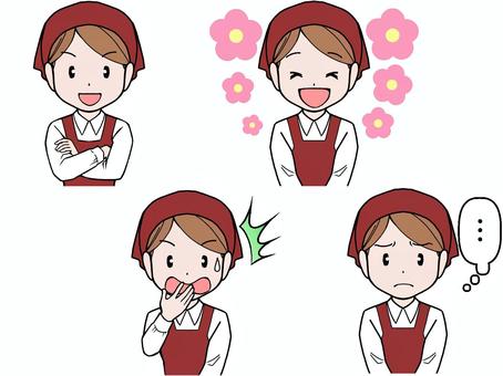 Facial expression combination 2 Clerk female, female, clerk, appearance of apron, JPG, PNG and AI