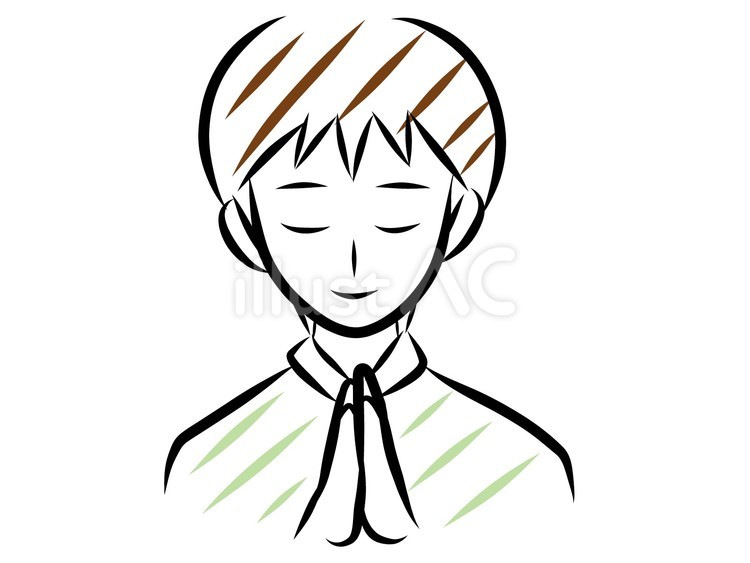 おがむ(男性) おがむ,合掌,願うのイラスト素材